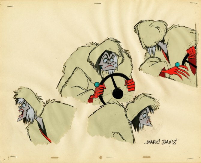 Character studies for Cruella de Vil by Marc Davis.
