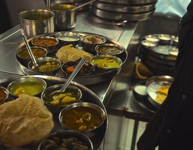 Vegetarian thali at Pancham Puriwallah. Photo by Raj Rishi More.