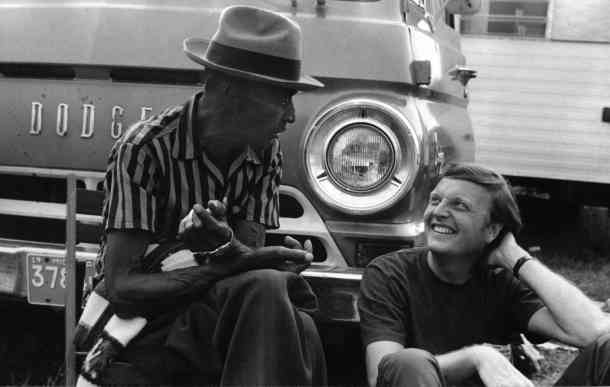 Texas bluesman Mance Lipscomb and Arhoolie Records founder Chris Strachwitz in 1960.