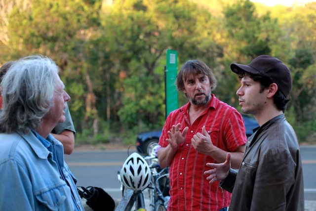 James Benning and Richard Linklater with DOUBLE PLAY director Gabe Klinger