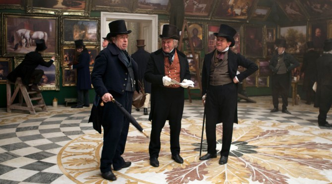 Timothy Spall as J.M.W. Turner, Clive Francis as Sir Martin Archer Shee and Simon Chandler as Sir Augustus Wall Callcott in Mr. Turner . (Photo by Simon Mein.)