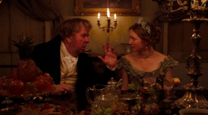 Timothy Spall as J.M.W. Turner and Eleanor Yates as Effie Ruskin in Mr. Turner . (Photo by Simon Mein.)