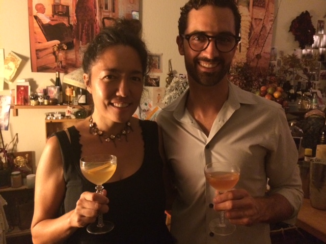 Timothy and me, with his M.O.F. in one of my vintage glasses.