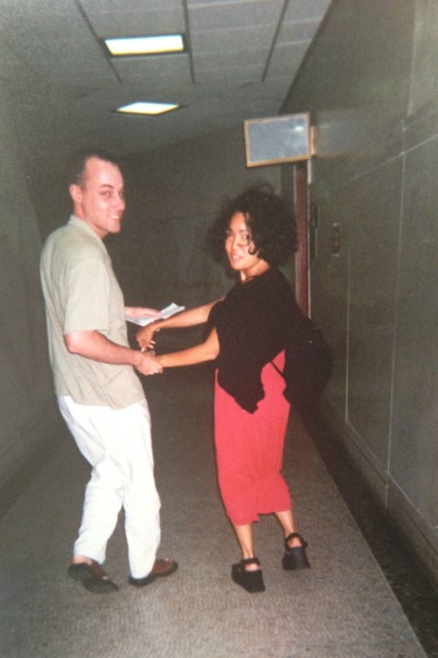 Lloyd and I (secretly) getting married before our ceremony in Venice, Italy. City Hall, NYC. July 2000.