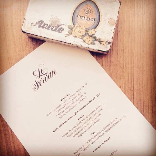 The menu from Le Servan.
