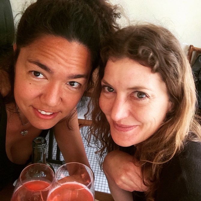 Camille and me, reunited, in Paris, at Le Servan.