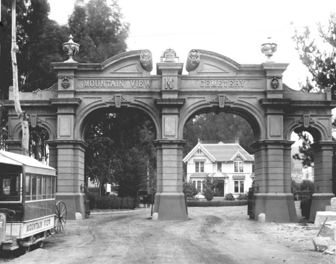 Horse Car to left; superintendent's house inside
