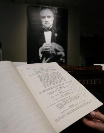 Marlon Brando's script for The Godfather. Credit: Stephen Chernin/Getty Images.