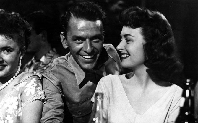 Sinatra's smile: Ol' Blue Eyes with Donna Reed in From Here to Eternity.