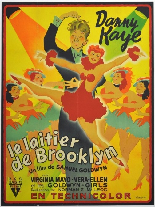 Toulouse-Lautrec inspired Bernard Lancy for the colorful French poster for The Kid From Brooklyn.