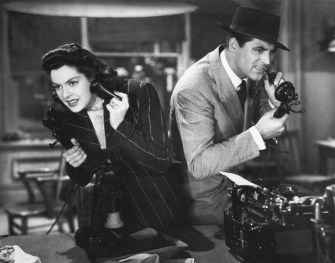 Cary Grant and Rosalind Russell in His Girl Friday, 1940. Scanned by Nitrate Diva (nitratediva.wordpress.com).