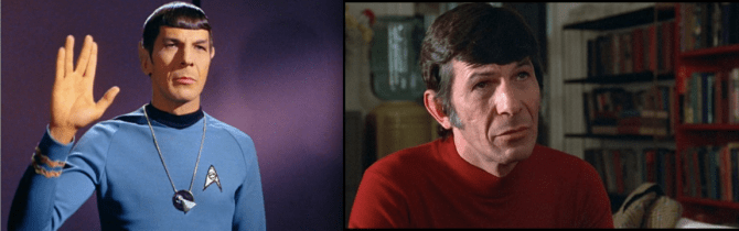 Two faces: Leonard Nimoy as Spock on Star Trek and as Dr. Kibner in Philip Kaufman's Invasion of the Body Snatchers .