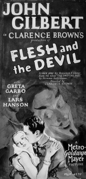 1926: John Gilbert, Greta Garbo and Lars Hanson star in the romantic melodrama 'Flesh and the Devil', directed by Clarence Brown and based on the novel 'The Undying Past' by Hermann Sudermann. (Photo via John Kobal Foundation/Getty Images)