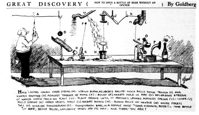 1913 December 18 Rube Goldberg machine cartoon beer bottle opener.jpg